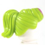LEGO Hair, Female, Ponytail and Curled Bangs, Lime Green with Pink Swirl