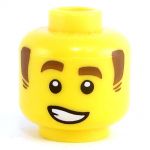 LEGO Head, Reddish Brown Sideburns, Lopsided Smile