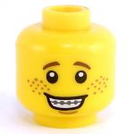 LEGO Head, Brown Eyebrows, Freckles, Braces