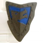 LEGO Shield, Steel, Triangular with Blue Dragon Design