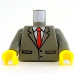 LEGO Torso, Dark Gray Suit with Red Tie