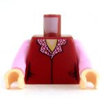 LEGO Torso, Female, Dark Red Vest, Pink Sleeves