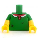 LEGO Torso, Green Short Sleeved Shirt with Collar, Stains