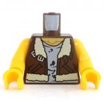 LEGO Torso, Dark Brown Fleece Vest, Dirty T-Shirt