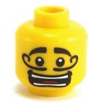 LEGO Head, Curled Black Moustache, Wide Smile