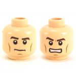 LEGO Head, Brown Eyebrows, Serious/Angry