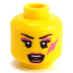 LEGO Head, Pink Mascara, Lightning Bolt