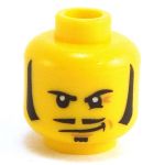 LEGO Head, Moustache, Black Bangs, Striped Sideburns, Cleft Chin [CLONE] [CLONE]