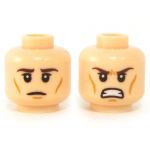 LEGO Head, Brown Eyebrows, Cheek Lines