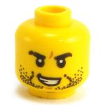 LEGO Head, Beard Stubble, Crooked Smile