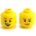 LEGO Head, Brown Eyebrows, Smiling/Frowning