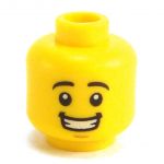LEGO Head, Black Rounded Eyebrows, Big Smile