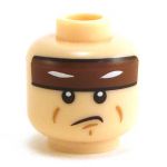 LEGO Head, Brown Headband, Frowning