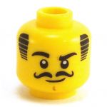LEGO Head, Moustache, Black Bangs, Striped Sideburns, Cleft Chin [CLONE]