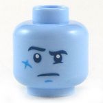 LEGO Head, Bright Light Blue, Nervous/Confused
