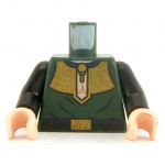 LEGO Torso, Dark Green with Fancy Gold Collar and Black Belt