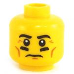 LEGO Head, Grease Under Eyes, Frowning