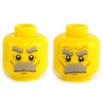 LEGO Head, Thick Gray Eyebrows and Huge Moustache