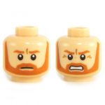 LEGO Head, Dark Orange Beard, Serious / Bared Teeth