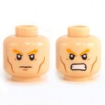 LEGO Head, Light Flesh, Orange Eyebrows, Cheek Lines, Frowning/Angry