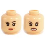 LEGO Head, Female, Light Flesh, Smiling/Disgruntled