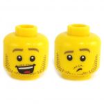 LEGO Head, Brown Eyebrows, Stubble, Smiling/Sad