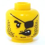 LEGO Head, Black Stubble, Eyepatch