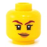 LEGO Head, Female with Brown Eyebrows, Eyelashes, Crooked Smile