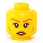 LEGO Head, Female, Medium Dark Flesh Eyebrows, Cheek Lines, and Lips
