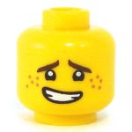 LEGO Head, Brown Eyebrows, Freckles, Grin