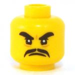 LEGO Head, Black Pointed Moustache, Angry
