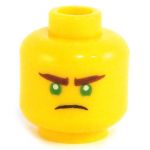 LEGO Head, Brown Eyebrows, Green Eyes, Frowning