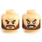 LEGO Head, Bushy Brown Beard, Smiling/Angry