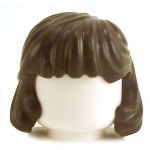 LEGO Hair, Female, Mid-Length, Curled Behind the Ears, Dark Brown