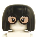 LEGO Hair, Short Bowl Cut, Black with Large Glasses