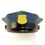 LEGO Hat, Flat Top, Small Brim, Dark Blue with Shield