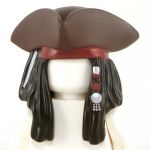 LEGO Tricorn Hat, Brown, with Long Black Hair and Red Bandana