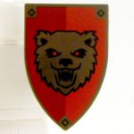 LEGO Minifig Shield - Triangular with Red and Gold Santis Bear Print [CLONE]