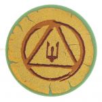 LEGO Round Flat Shield with Circle, Triangle and Trident on Gold Background Pattern