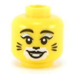 LEGO Head, Female, Feline, Yellow with Whiskers and White Muzzle