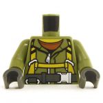 LEGO Torso, Olive Green Female with Ropes and Wide Belt, Volcano Image on Back [CLONE]