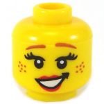 LEGO Head, Female with Brown Eyebrows, Eyelashes, Freckles, and Red Lips