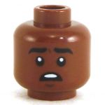 LEGO Head, Dark Flesh, Worried Expression