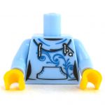 LEGO Torso, Light Blue Hooded Sweatshirt, Blue Scroll Design