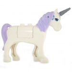 LEGO Unicorn, Rounded Features, Blue Eyes and Silver Pattern, Lavender Mane
