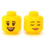 LEGO Head, Female with Eyelashes, Freckles, Peach Lips, Dual Sided: Open Smile with Teeth / Sleeping