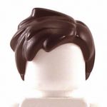 LEGO Hair, Short and Tousled with Side Part, Hair Sticking Up in Back, Dark Brown