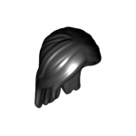 LEGO Hair, Female, Long and Parted, Swept Behind Shoulders, Black (Rubber)