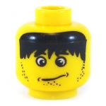 LEGO Head, Black Hair and Moustache, Smirk [CLONE]