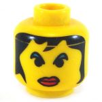 LEGO Head, Female, Black Hair, Green Eyeshadow, Red Lips